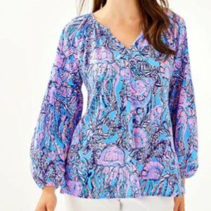 Lilly Pulitzer, Winsley Top NWT (Print: "Lapis Lazuli, Horseshoe Bay")